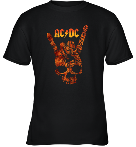 ACDC Skull Rock Hand Tee I'm On The Highway To Hell Youth T-Shirt