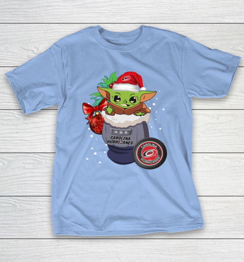 Carolina Hurricanes Christmas Baby Yoda Star Wars Funny Happy NHL T-Shirt 11