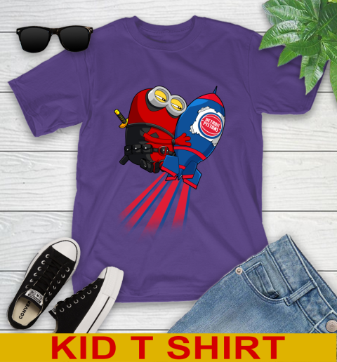 NBA Basketball Detroit Pistons Deadpool Minion Marvel Shirt Youth T-Shirt 4 NBA Basketball Detroit Pistons Deadpool Minion Marvel Shirt Youth T-Shirt - Image 4