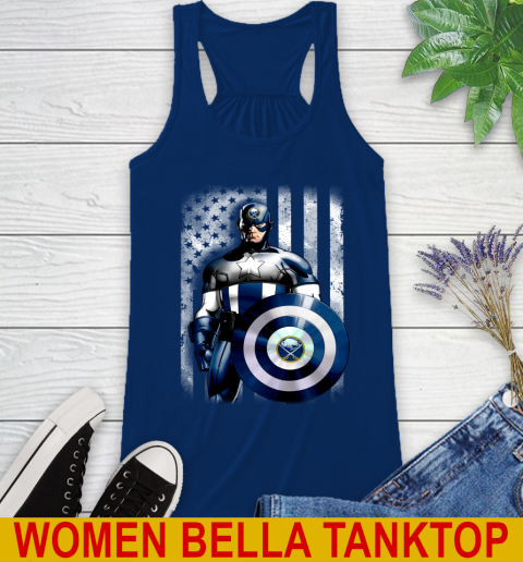 Buffalo Sabres NHL Hockey Captain America Marvel Avengers American Flag Shirt Racerback Tank 7