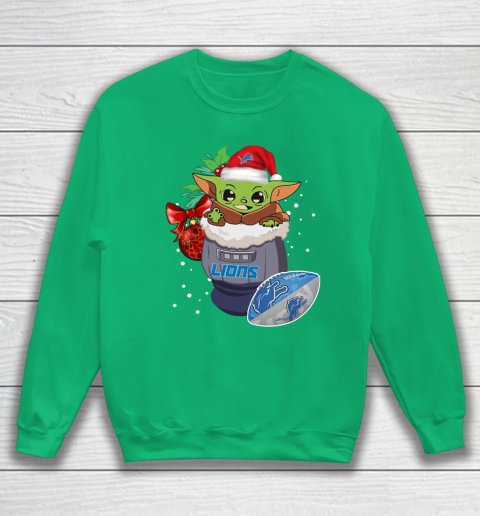 Detroit Lions Christmas Baby Yoda Star Wars Funny Happy NFL Sweatshirt 6