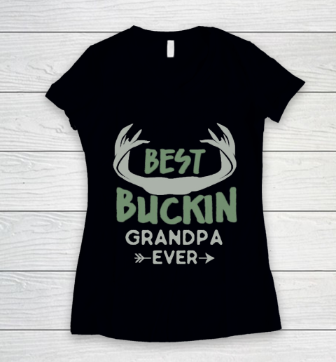 Grandpa Funny Gift Apparel  Deer Hunting Bucking Grandpa Women's V-Neck T-Shirt