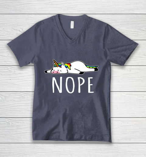 Nope Unicorn T Shirt Nah Not Gonna Do It Funny Lazy Gift V-Neck T-Shirt 7