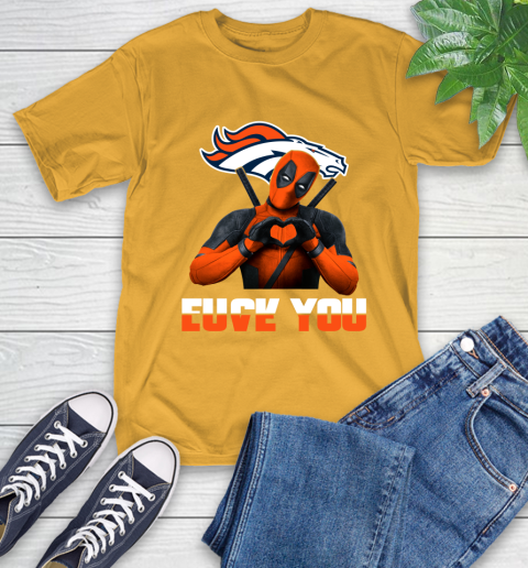 NHL Denver Broncos Deadpool Love You Fuck You Football Sports T-Shirt 2