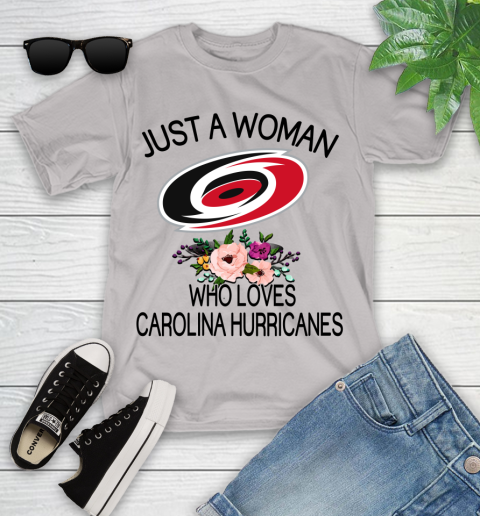 NHL Just A Woman Who Loves Carolina Hurricanes Hockey Sports Youth T-Shirt 10
