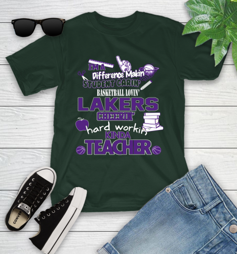 Los Angeles Lakers NBA I'm A Difference Making Student Caring Basketball Loving Kinda Teacher Youth T-Shirt 5
