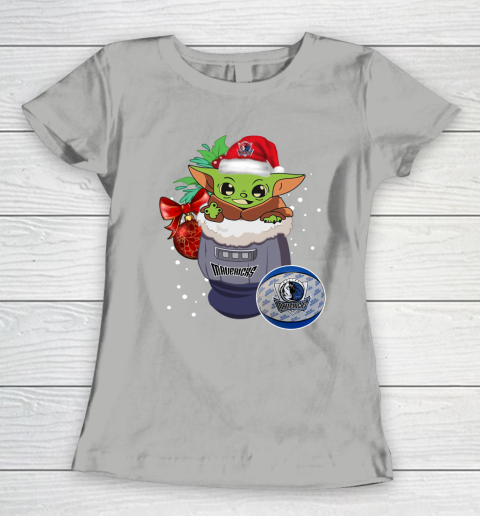 Dallas Mavericks Christmas Baby Yoda Star Wars Funny Happy NBA Women's T-Shirt 11