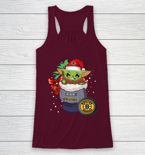 Boston Bruins Christmas Baby Yoda Star Wars Funny Happy NHL Racerback Tank 3