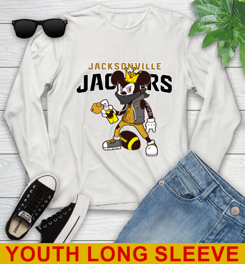 Jacksonville Jaguars NFL Football Mickey Peace Sign Sports Youth Long Sleeve 12
