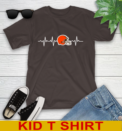 Cleveland Browns NFL Football Heart Beat Shirt Youth T-Shirt 6