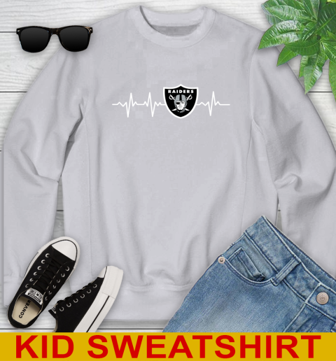 Oakland Raiders NFL Football Heart Beat Shirt Youth Sweatshirt 3