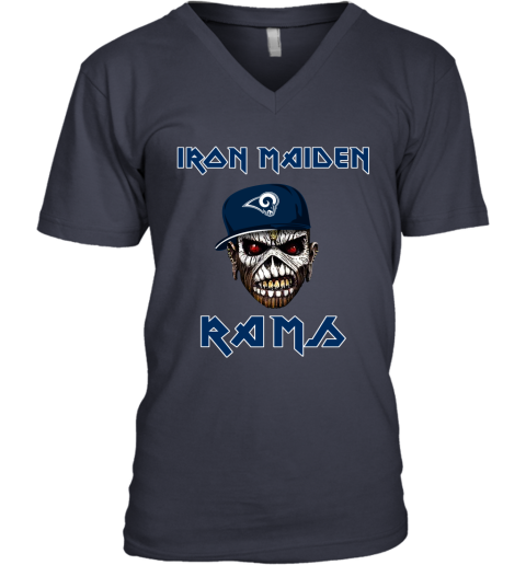 NFL Los Angeles Rams Iron Maiden Rock Band Music Football Sports ANB1BYr3uI5 v neck unisex 8 95 151514 front navy
