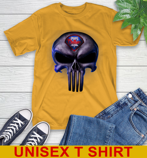 Philadelphia Phillies MLB Baseball Punisher Skull Sports T-Shirt 2