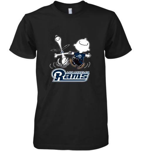 Snoopy And Charlie Brown Happy Los Angeles Rams Fans Premium Men's T-Shirt