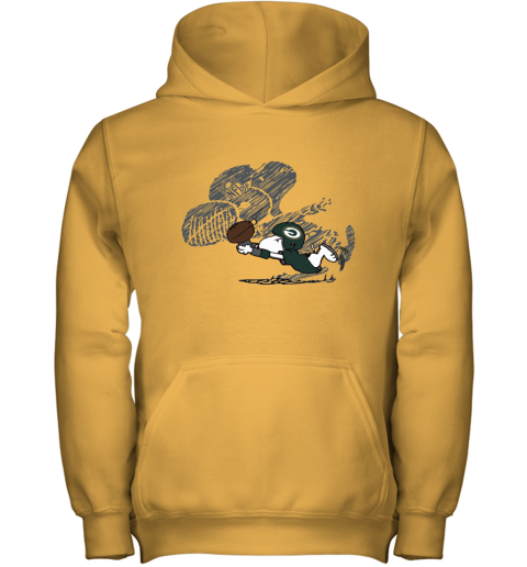 Green Bay Packers Snoopy Plays The Football Game Youth Hoodie