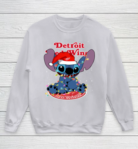 Detroit Red Wings NHL Hockey noel stitch Christmas Youth Sweatshirt 2