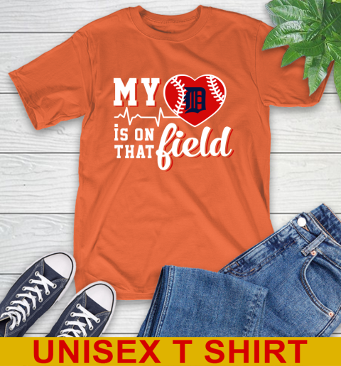 MLB My Heart Is On That Field Baseball Sports Detroit Tigers T-Shirt 4