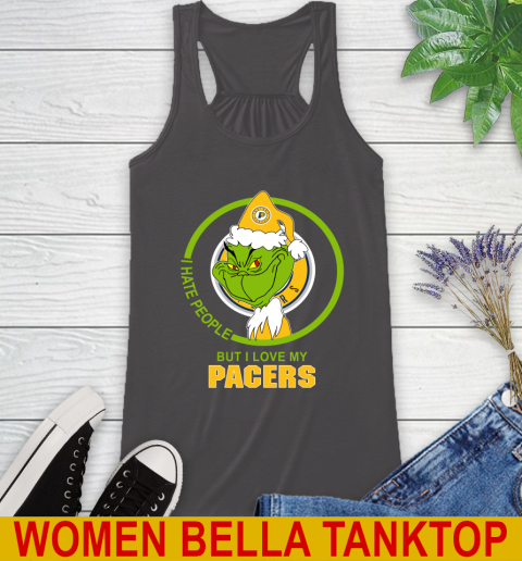 Indiana Pacers NBA Christmas Grinch I Hate People But I Love My Favorite Basketball Team Racerback Tank 12