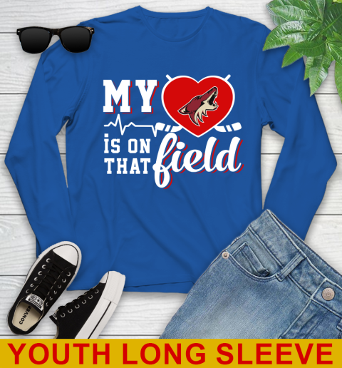 NHL My Heart Is On That Field Hockey Sports Arizona Coyotes Youth Long Sleeve 10