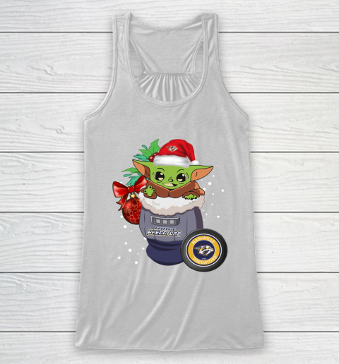 Nashville Predators Christmas Baby Yoda Star Wars Funny Happy NHL Racerback Tank 2