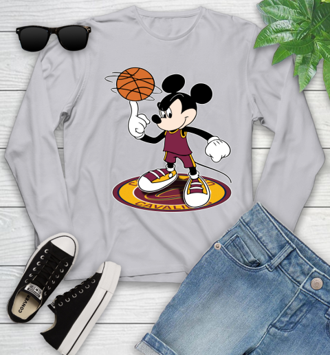 NBA Basketball Cleveland Cavaliers Cheerful Mickey Disney Shirt Youth Long Sleeve 5