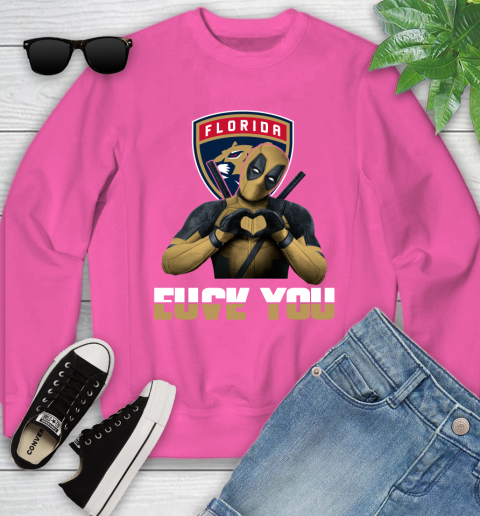 NHL Florida Panthers Deadpool Love You Fuck You Hockey Sports Youth Sweatshirt 6