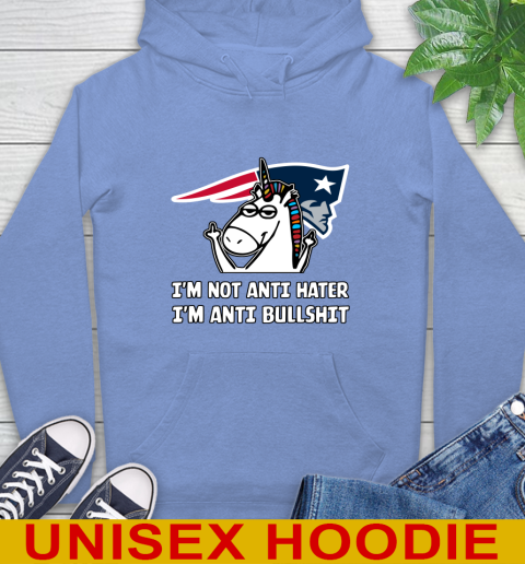 New England Patriots NFL Football Unicorn I'm Not Anti Hater I'm Anti Bullshit Hoodie 11