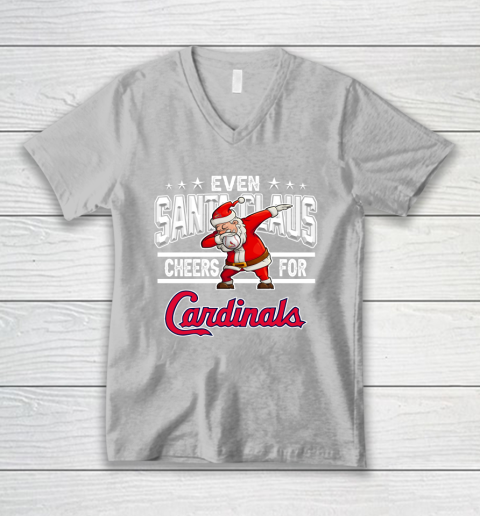 St.Louis Cardinals Even Santa Claus Cheers For Christmas MLB V-Neck T-Shirt 3