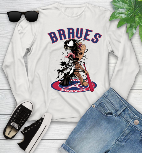 MLB Atlanta Braves Baseball Venom Groot Guardians Of The Galaxy Youth Long Sleeve 12
