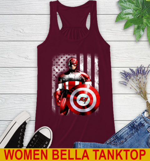 Tampa Bay Buccaneers NFL Football Captain America Marvel Avengers American Flag Shirt Racerback Tank 2