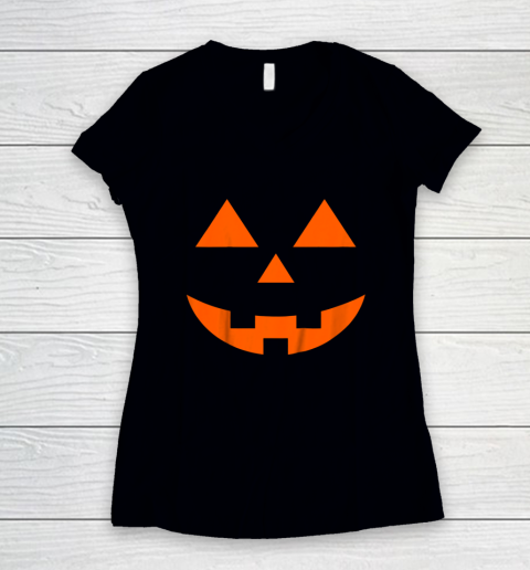 Jack O Lantern Shirt  Halloween Pumpkin Women's V-Neck T-Shirt