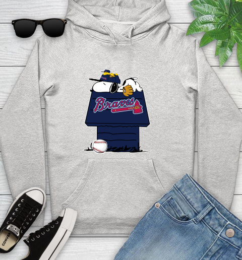 MLB Atlanta Braves Snoopy Woodstock The Peanuts Movie Baseball T Shirt Youth Hoodie