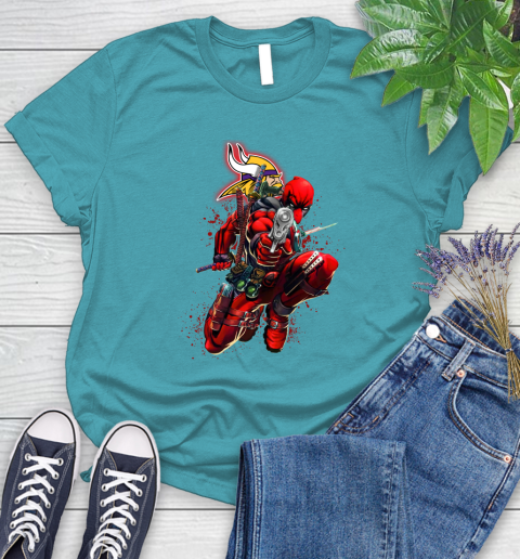 NFL Deadpool Marvel Comics Sports Football Minnesota Vikings Women's T-Shirt 12