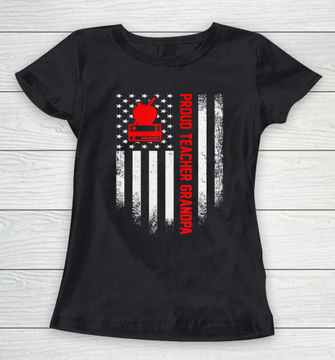 GrandFather gift shirt Vintage USA American Flag Proud Teacher Grandpa Distressed T Shirt Women's T-Shirt
