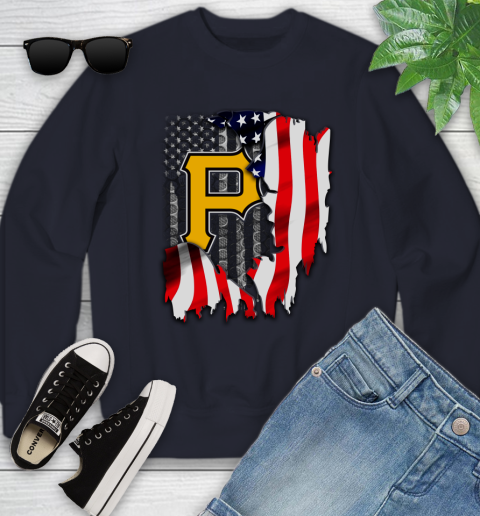 Pittsburgh Pirates MLB Baseball American Flag Youth Sweatshirt 2