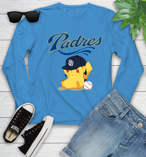 MLB Pikachu Baseball Sports San Diego Padres Youth Long Sleeve 7