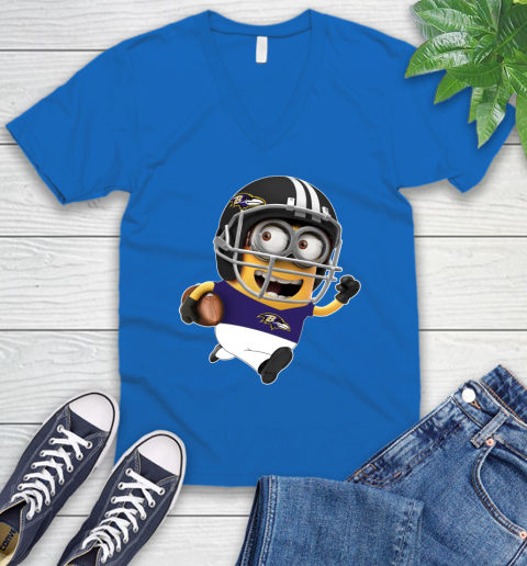 NFL Baltimore Ravens Minions Disney Football Sports V-Neck T-Shirt 6