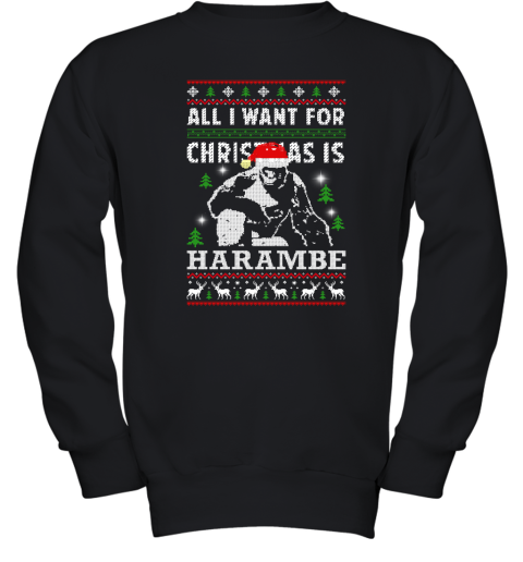 All I Want For Christmas Is Harambe Christmas Youth Sweatshirt