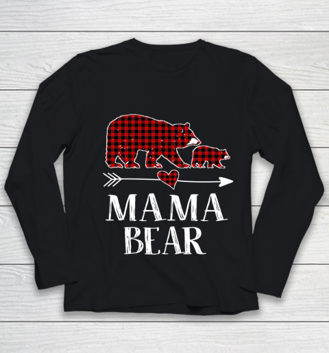 Mama Bear Christmas Pajama Red Plaid Buffalo Family Gift Youth Long Sleeve