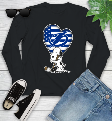 Tampa Bay Lightning NHL Hockey The Peanuts Movie Adorable Snoopy Youth Long Sleeve 2