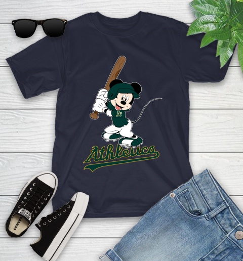 MLB Baseball Oakland Athletics Cheerful Mickey Mouse Shirt Youth T-Shirt 3
