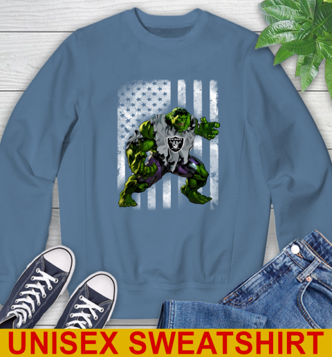 Oakland Raiders Hulk Marvel Avengers NFL Football American Flag Sweatshirt 10