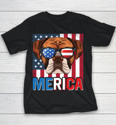 Independence Day Boxer Merica Flag 4th of July Dog American Puppy Patriotic Youth T-Shirt