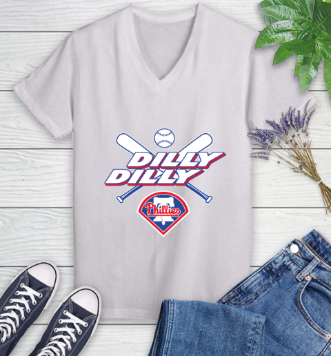 MLB Philadelphia Phillies Dilly Dilly Baseball Sports Women's V-Neck T-Shirt