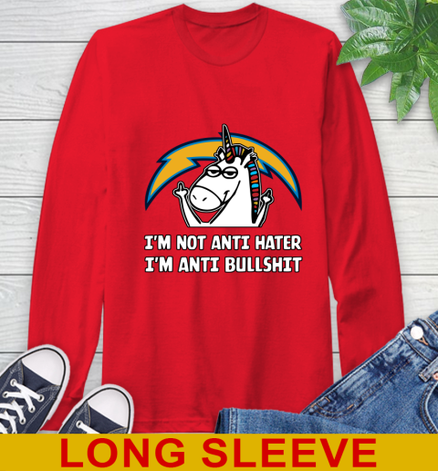 Los Angeles Chargers NFL Football Unicorn I'm Not Anti Hater I'm Anti Bullshit Long Sleeve T-Shirt 10