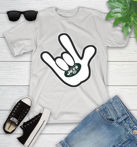 New York Jets NFL Football Mickey Rock Hand Disney Youth T-Shirt