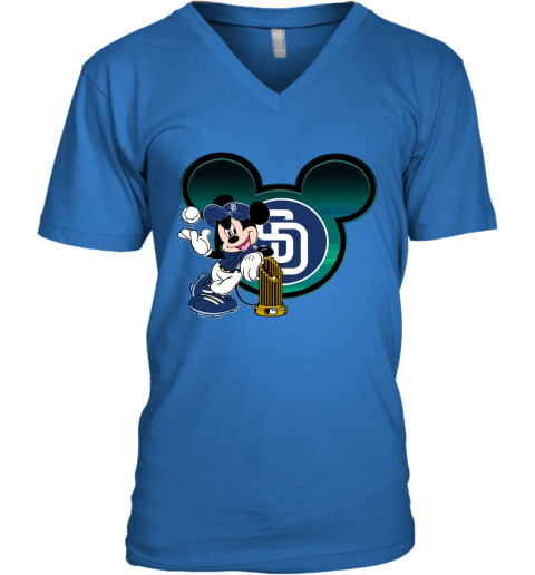 Baseball Mickey Team San Diego Padres Women's V-Neck T-Shirt 