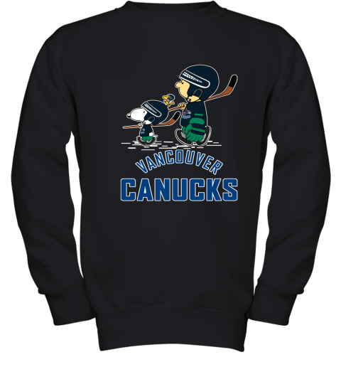 Let's Play Canucks Ice Hockey Snoopy NHL Youth Sweatshirt