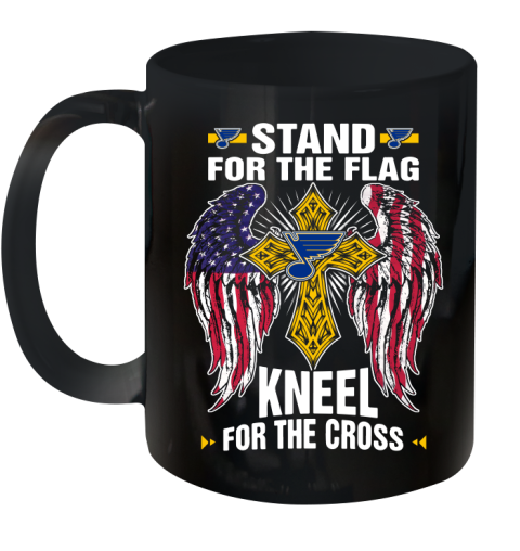 NHL Hockey St.Louis Blues Stand For Flag Kneel For The Cross Shirt Ceramic Mug 11oz