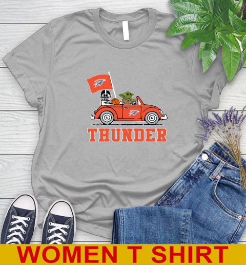 NBA Basketball Oklahoma City Thunder Darth Vader Baby Yoda Driving Star Wars Shirt Women's T-Shirt 5
